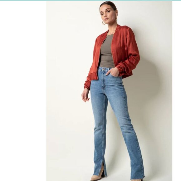 Tart Collections Silky Chili Oil Bomber Jacket NWOT - Picture 9 of 11